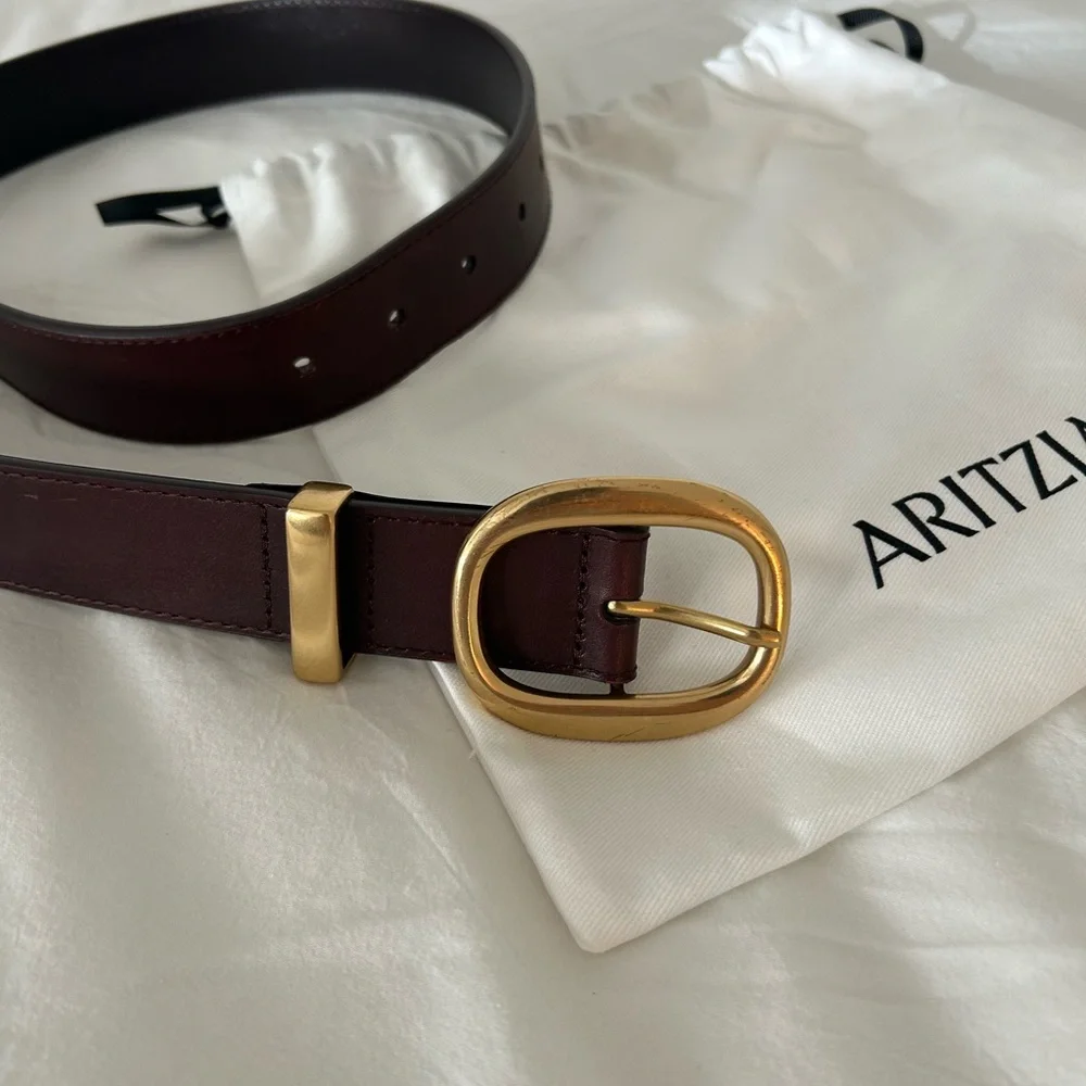 Aritzia Dark Brown Belt with Gold Hardware - Picture 2 of 7